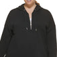 Calvin Klein Moletom com capuz feminino com zíper e meio zíper, preto, tamanho 1X