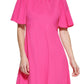 Vestido Calvin Klein Feminino com Manga Flutter e Corte A, Rosa, Tamanho 6
