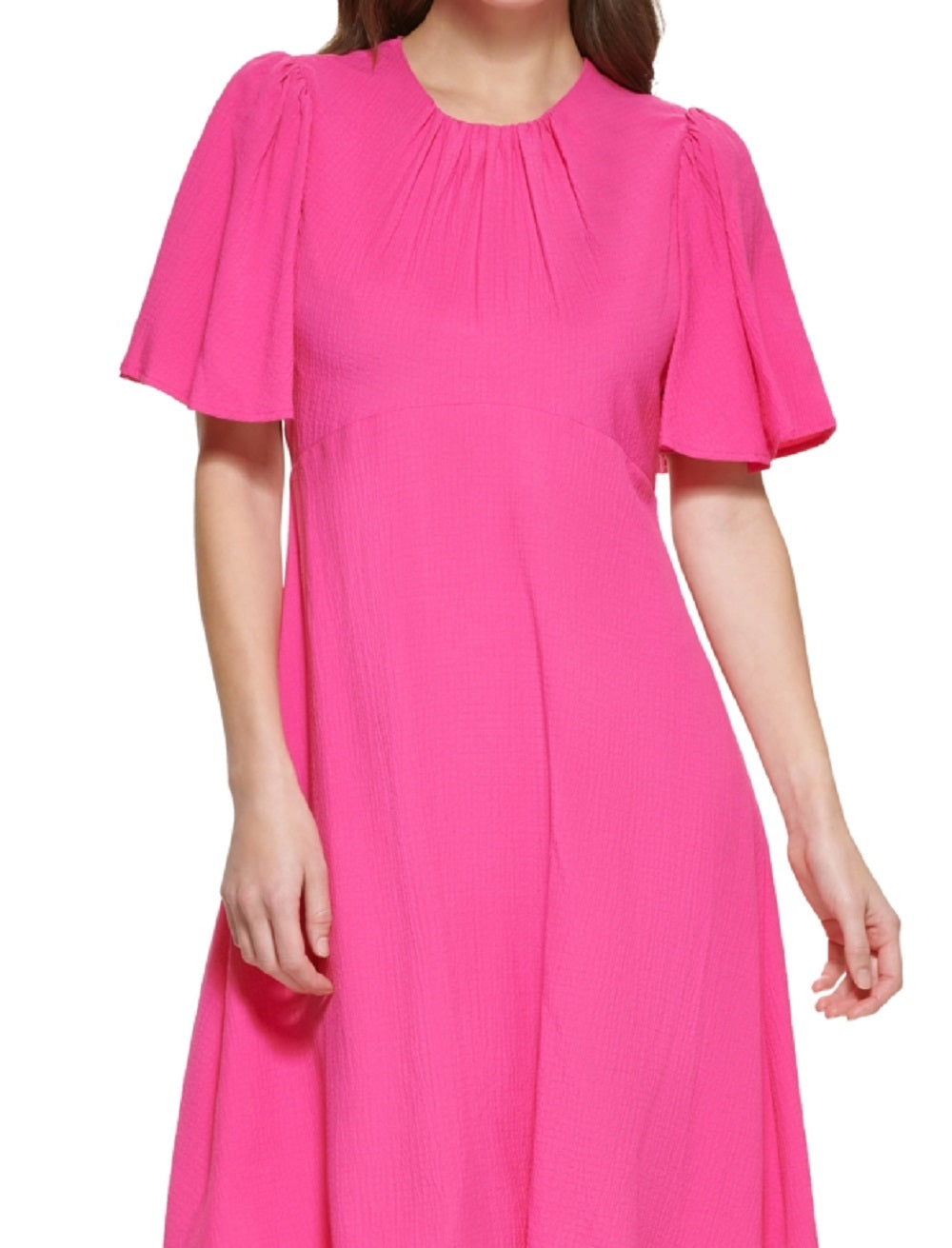 Vestido Calvin Klein Feminino com Manga Flutter e Corte A, Rosa, Tamanho 6