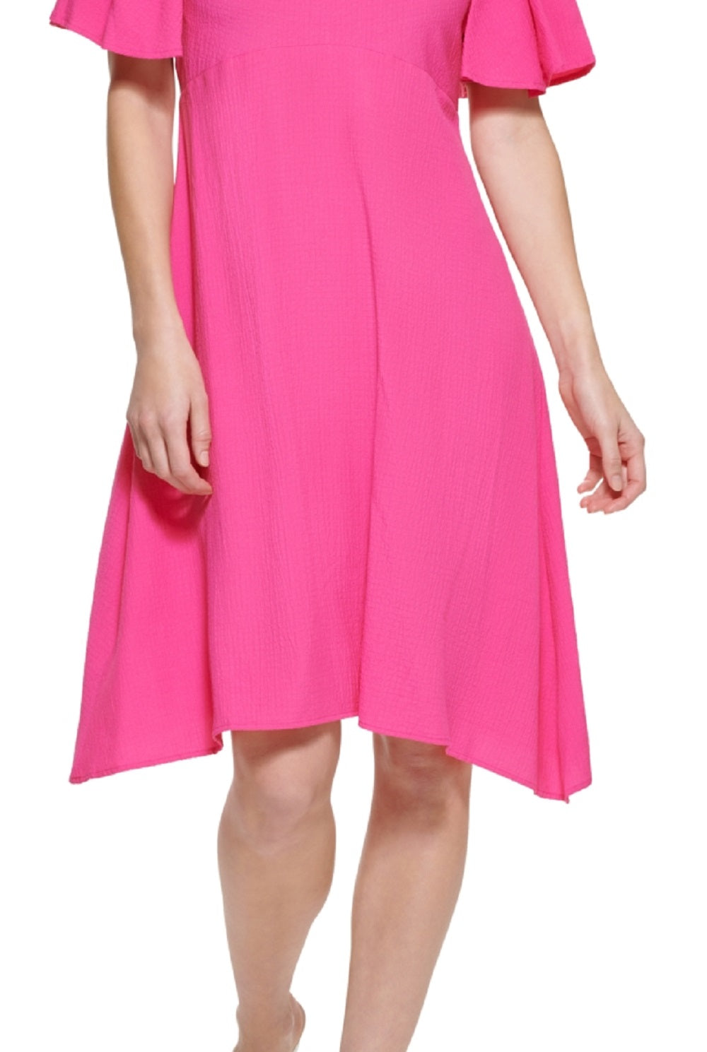 Vestido Calvin Klein Feminino com Manga Flutter e Corte A, Rosa, Tamanho 6