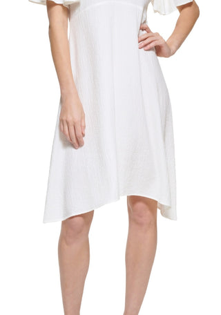 Vestido Calvin Klein Feminino Manga Média Branco Tamanho 10