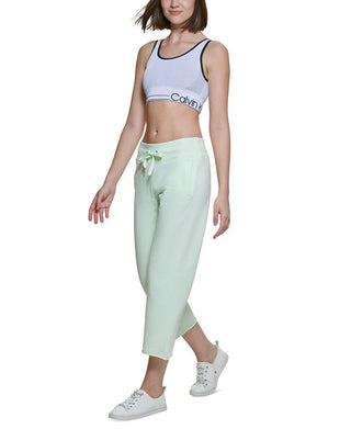 Calça de moletom curta feminina Calvin Klein azul tamanho médio