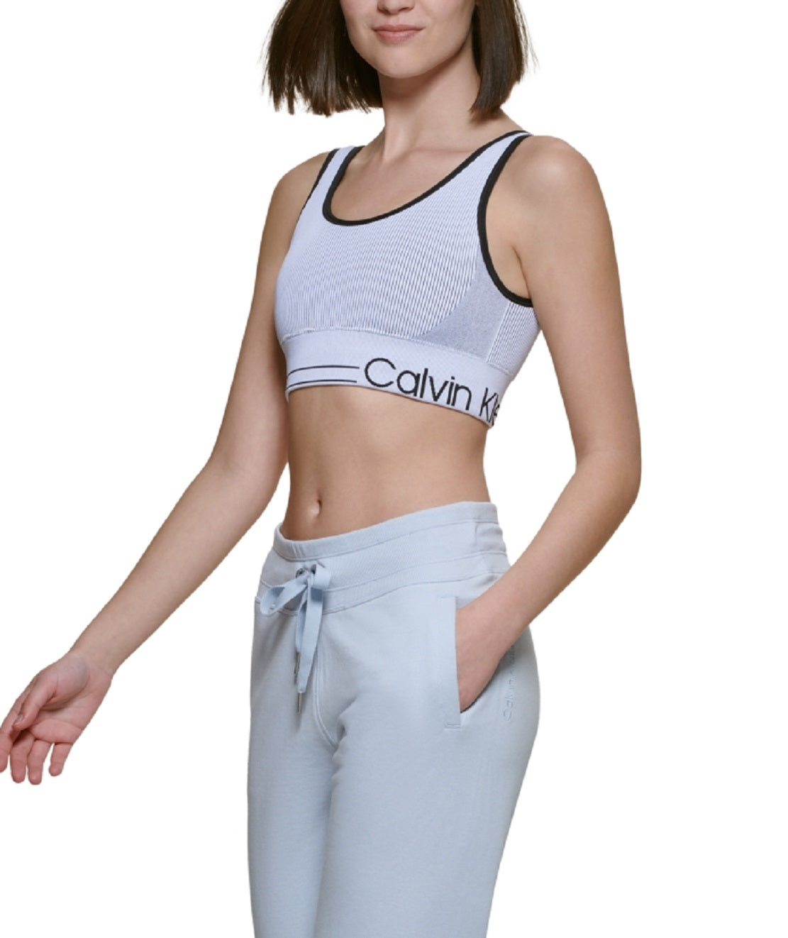 Calça de moletom curta feminina Calvin Klein azul tamanho médio