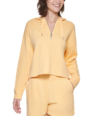 Calvin Klein Moletom com capuz feminino meio zíper amarelo tamanho XX-G