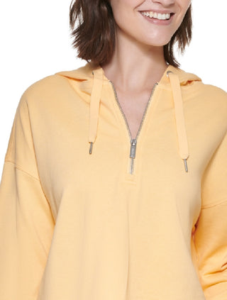Calvin Klein Moletom com capuz feminino meio zíper amarelo tamanho X-S