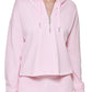 Calvin Klein Moletom com capuz feminino meio zíper rosa tamanho grande