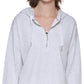 Calvin Klein Moletom com capuz feminino meio zíper branco