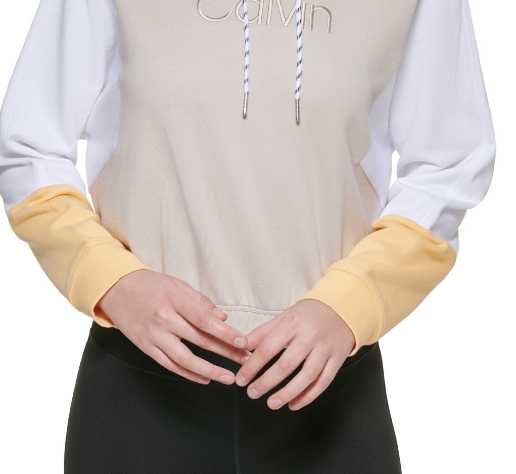 Calvin Klein Moletom com capuz feminino colorblock marrom tamanho X-S