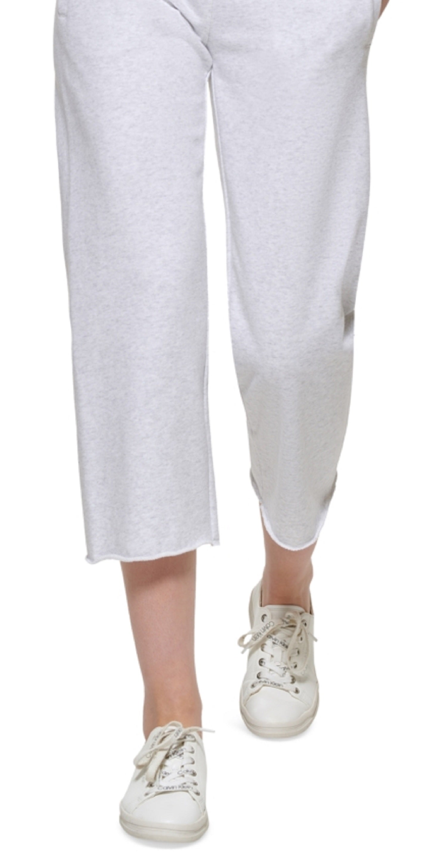 Calça de moletom curta feminina Calvin Klein, branca, tamanho X-G