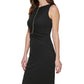 Vestido Calvin Klein Feminino com Babados e Strass, Preto, Tamanho 4