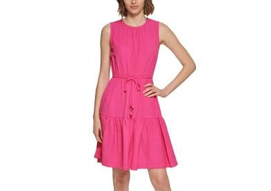 Vestido Calvin Klein Feminino com Ajuste Fino e Flare Rosa Tamanho 8