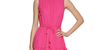 Vestido Calvin Klein Feminino com Ajuste Fino e Flare Rosa Tamanho 8