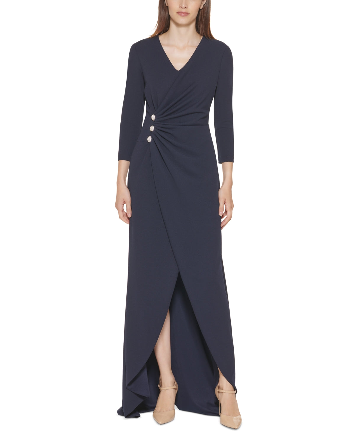 Vestido envelope falso Calvin Klein feminino, azul, tamanho 4