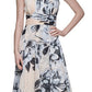 Vestido longo feminino Calvin Klein com estampa floral bordada metálica, marrom, tamanho 8