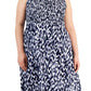 Vestido longo Calvin Klein feminino azul com babados, tamanho 1X