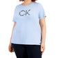 Camiseta Calvin Klein Feminina Estampada com Logotipo Azul Tamanho 1X