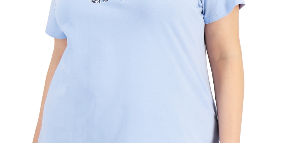 Camiseta Calvin Klein Feminina Estampada com Logotipo Azul Tamanho 1X