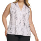 Blusa Calvin Klein Plus Size Feminina Estampada Gola V Cinza Tamanho 2X