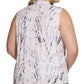 Blusa Calvin Klein Plus Size Feminina Estampada Gola V Cinza Tamanho 2X