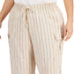 Calça cargo feminina Calvin Klein listrada e amarrotada, perna larga, marrom, tamanho 3X