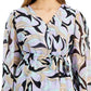 Blusa Calvin Klein Feminina Estampada Amarrada na Cintura, Preta, Tamanho 1X
