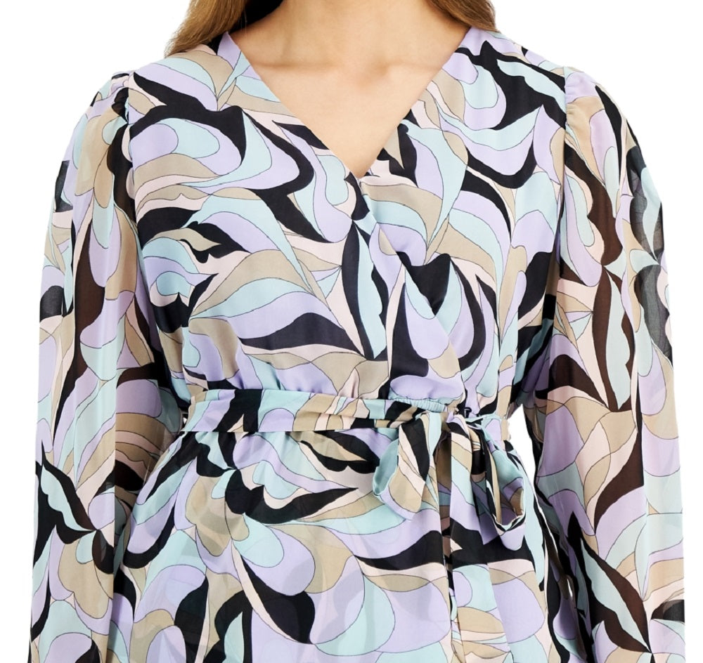 Blusa Calvin Klein Feminina Estampada Amarrada na Cintura, Preta, Tamanho 1X