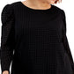 Blusa feminina Calvin Klein xadrez com ombros bufantes, preta, tamanho 2X