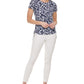 Blusa Calvin Klein Feminina Estampada Lateral Franzida Azul Tamanho Médio