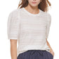 Blusa Calvin Klein Feminina Manga Curta Ombros Bufantes com Ilhós Branco Tamanho Médio