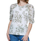 Blusa Calvin Klein Feminina Estampa Floral Chiffon Manga Longa Verde Tamanho Médio