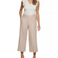 Calça feminina Calvin Klein Plus Linen Cropped Wide Leg Bege Tamanho 14W