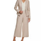 Calça feminina Calvin Klein Plus Linen Cropped Wide Leg Bege Tamanho 14W