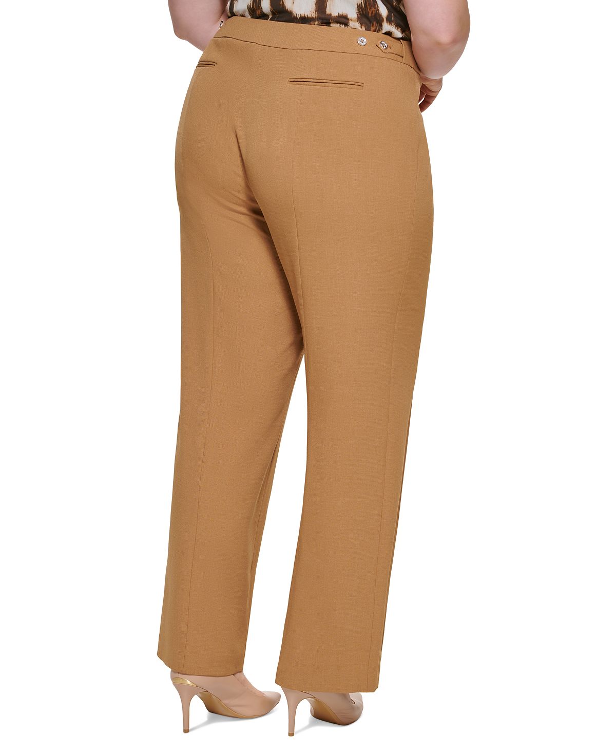 Calça Calvin Klein Highline Texturizada Feminina Marrom Tamanho 16W