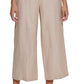Calça feminina Calvin Klein de linho com perna larga e cropped marrom, tamanho 14 Petite