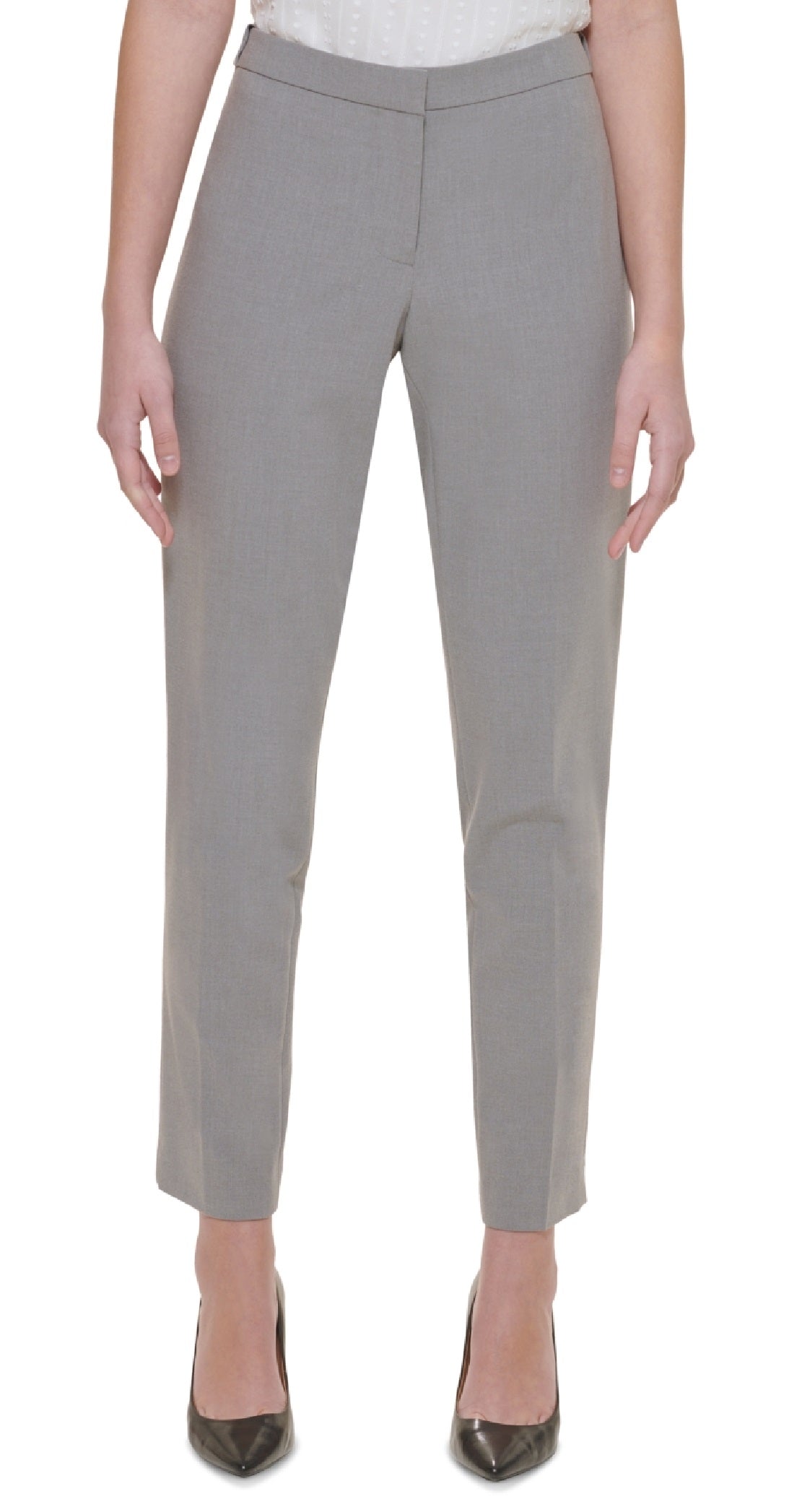 Calça Calvin Klein Highline Slim Leg Feminina Cinza Tamanho 4 Petite