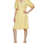 Vestido Calvin Klein Feminino de Gaze com Cintura Smocked, Amarelo, Tamanho 16