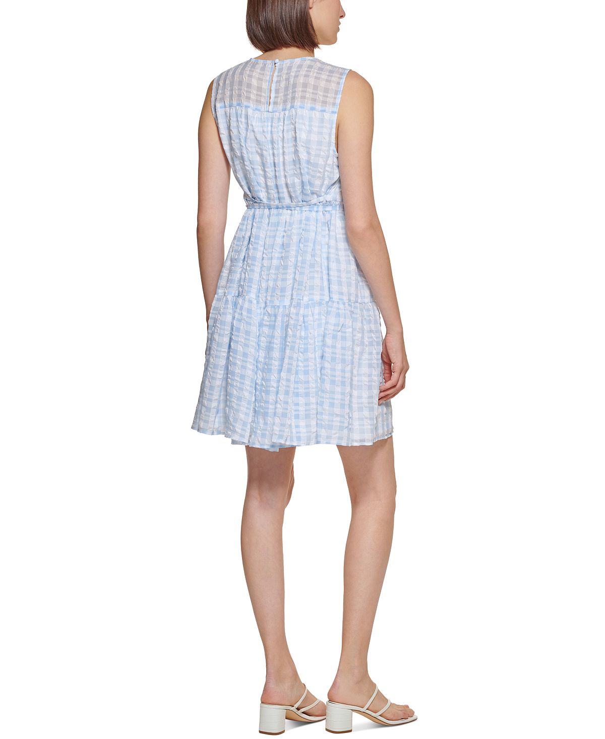 Vestido Calvin Klein Xadrez Feminino A-Line Azul Tamanho 16