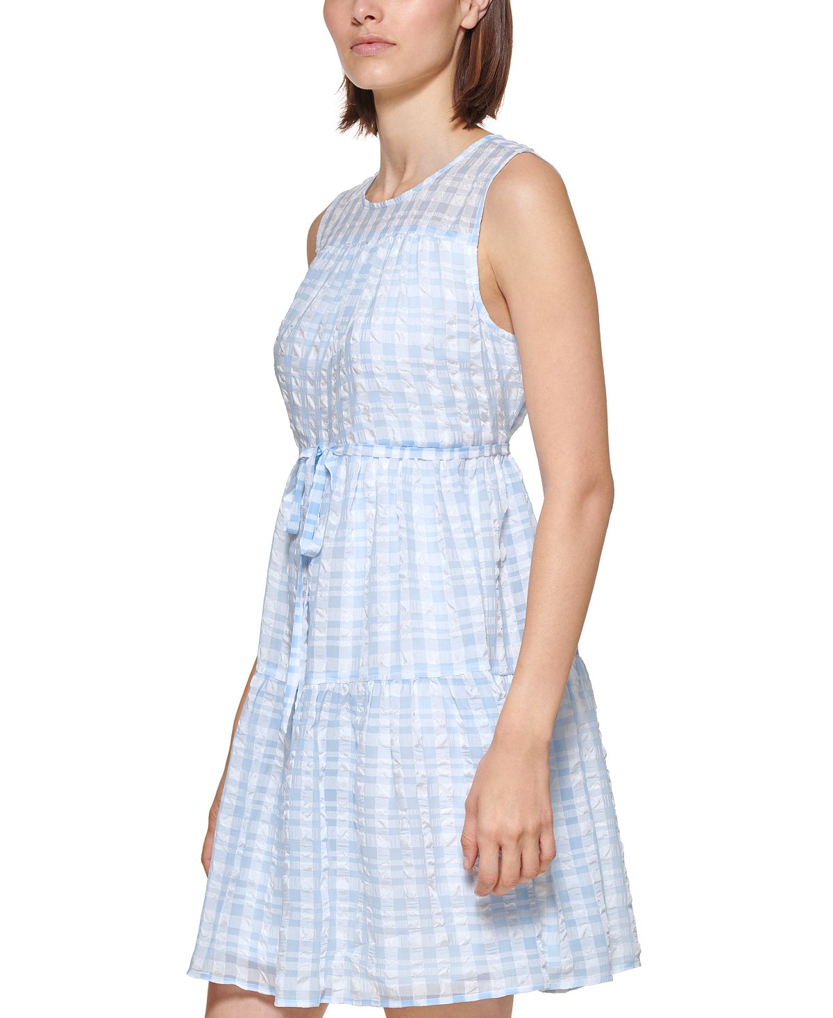 Vestido Calvin Klein Xadrez Feminino A-Line Azul Tamanho 16