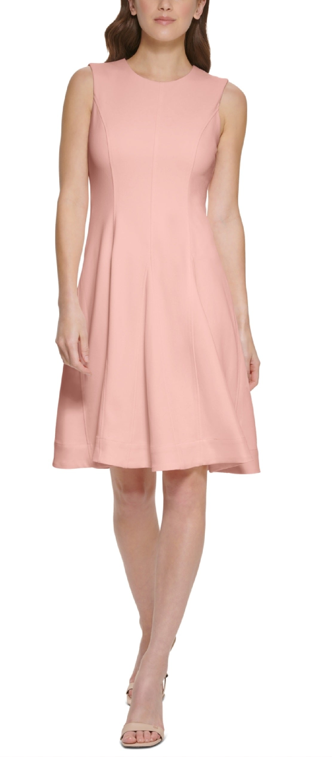 Vestido Calvin Klein Scuba Crepe A Line Feminino Laranja Tamanho 6
