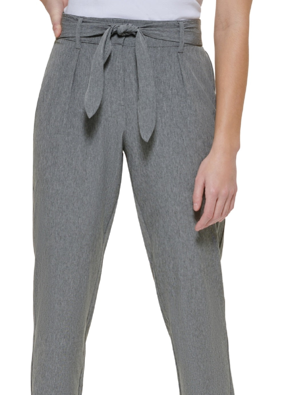 Calça Calvin Klein Feminina Cintura Amarrada Cinza Tamanho Médio