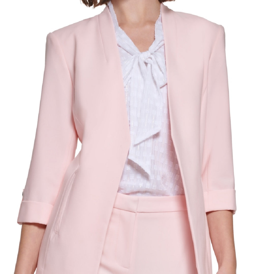 Calvin Klein Blazer Feminino Manga 3/4 Frente Aberta Rosa Tamanho 6 Petite