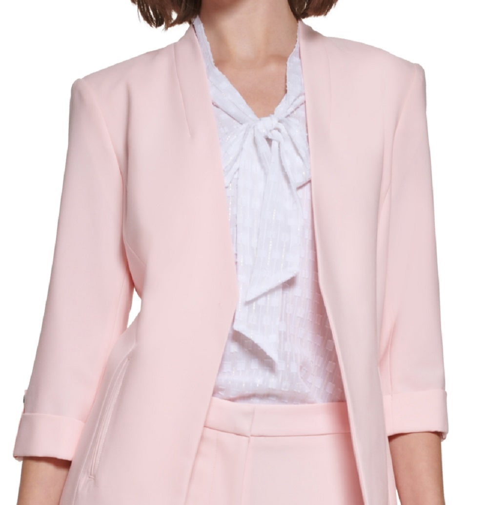 Calvin Klein Blazer Feminino Manga 3/4 Frente Aberta Rosa Tamanho 4 Petite