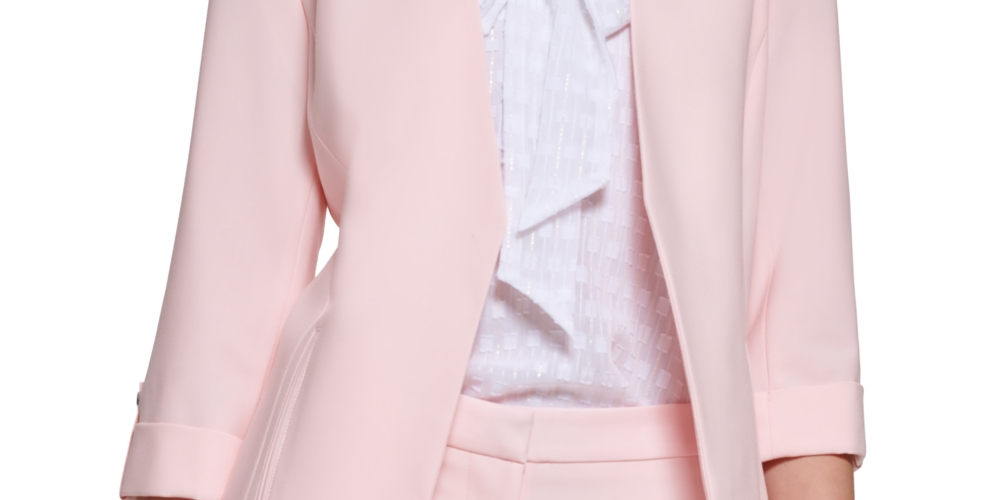 Calvin Klein Blazer Feminino Manga 3/4 Frente Aberta Rosa Tamanho 2 Petite