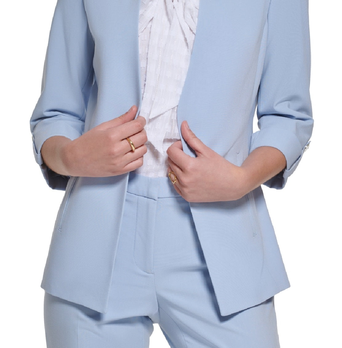 Calvin Klein Blazer Feminino Manga 3/4 Frente Aberta Azul Tamanho 12 Petite