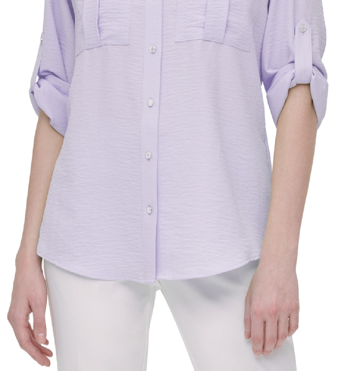 Blusa Calvin Klein Feminina Texturizada com Aba Dobrada Marrom Tamanho P