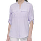 Blusa Calvin Klein Feminina Texturizada com Aba Dobrada Marrom Tamanho P