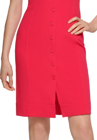 Vestido Calvin Klein Feminino Manga Bufante Botões Frontais Rosa Tamanho 4