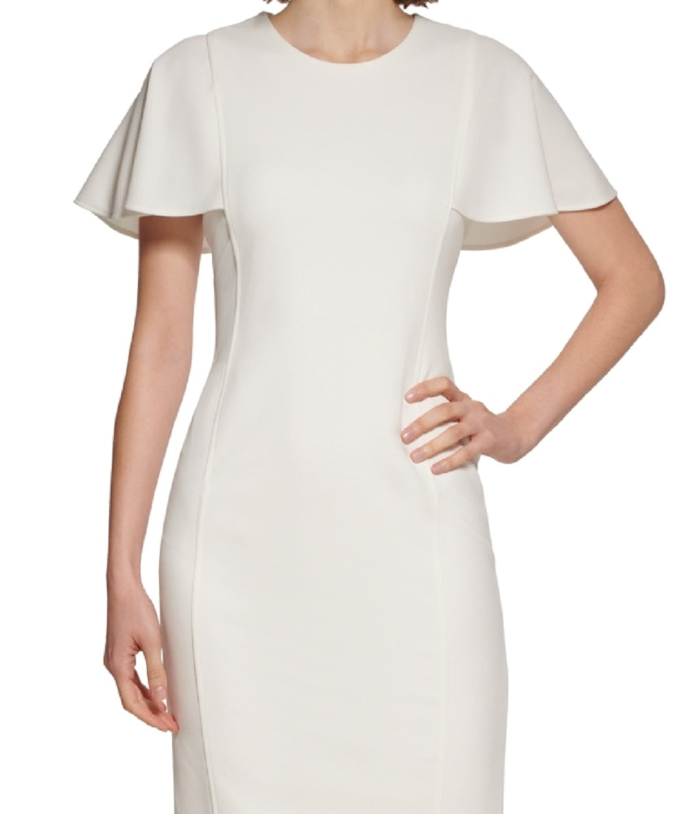 Vestido midi executivo feminino Calvin Klein, branco, tamanho 4
