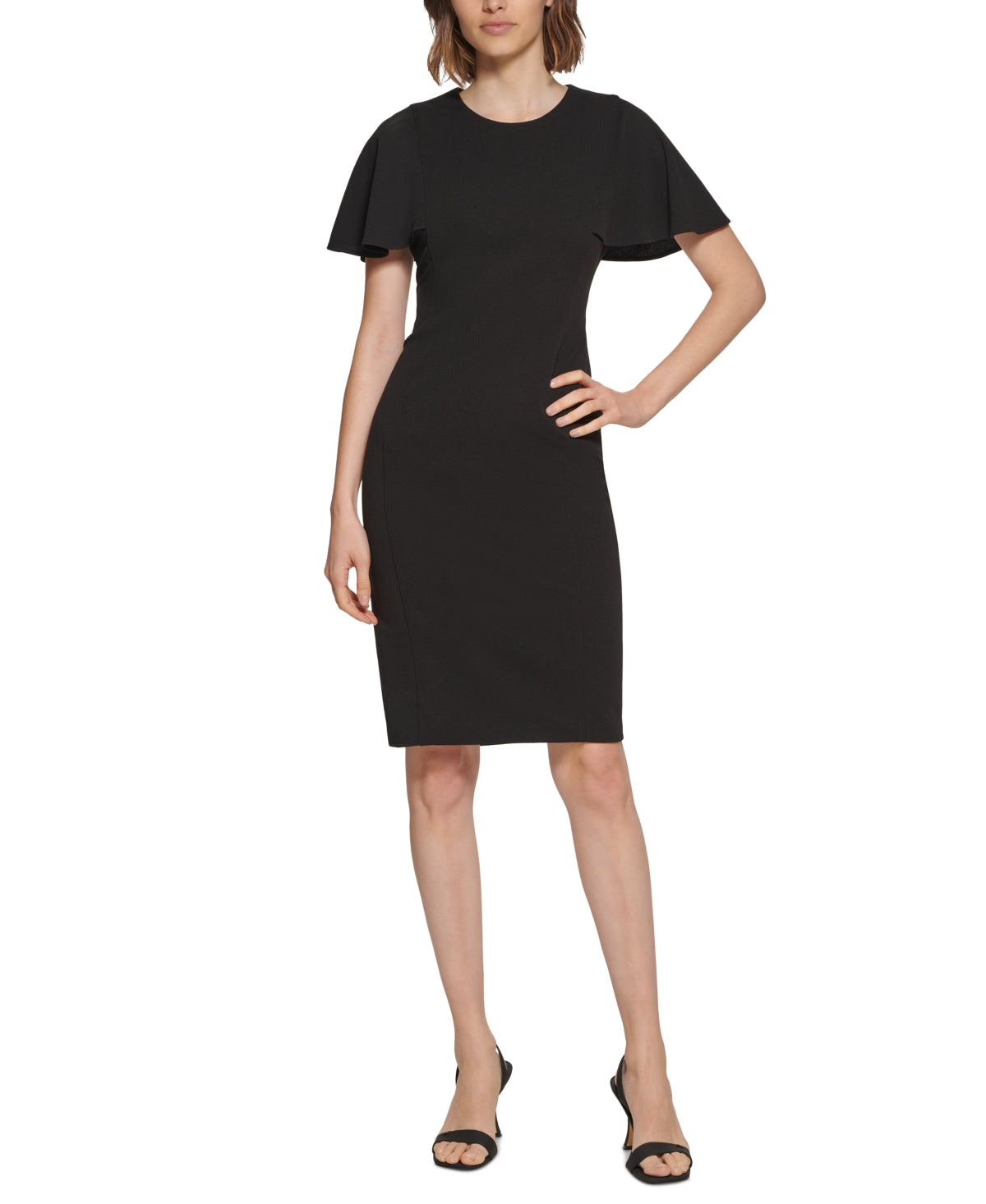 Vestido Capelet Bainha Calvin Klein Feminino Preto Tamanho 6