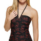 Calvin Klein Feminino Estampado V Wire Bandeau Halter Tankini Top Maiô Preto Tamanho X-G